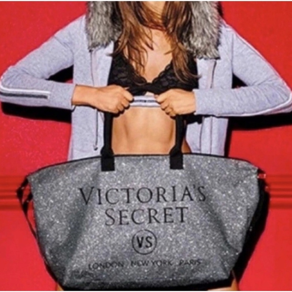 Victoria's Secret Glitter Silver Tote Bag